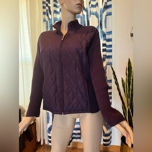 Croft & Barrow Purple Cotton Knitted Puffer Jacket Size Petite Large